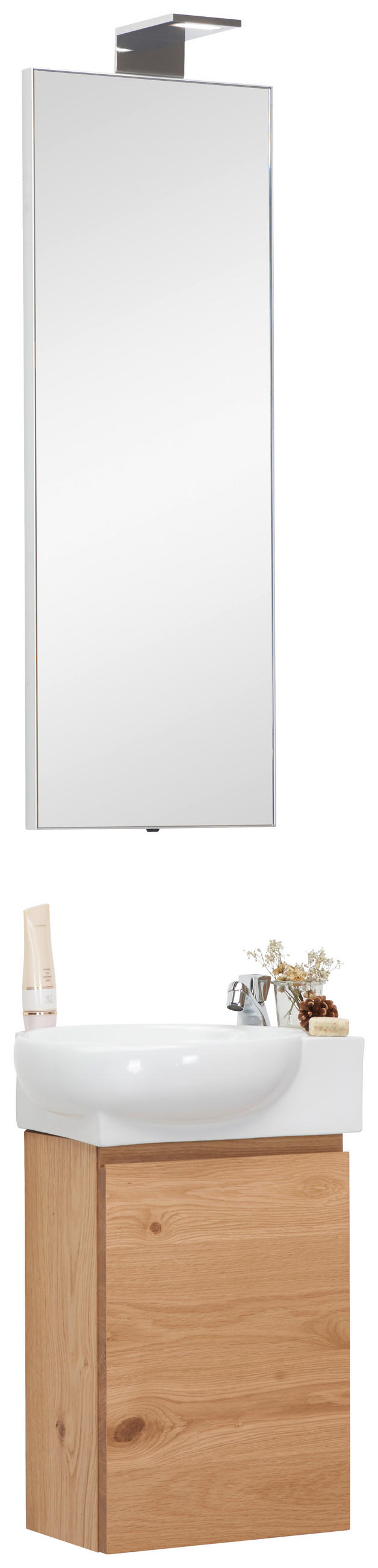 BADEZIMMER  in 35 cm  - Weiss/Eichefarben, Design, Holz/Keramik (35cm) - Novel