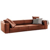 VIERSITZER-SOFA around the block Cognac Echtleder  - Cognac/Schwarz, MODERN, Leder/Kunststoff (300/66/104cm) - Chilliano