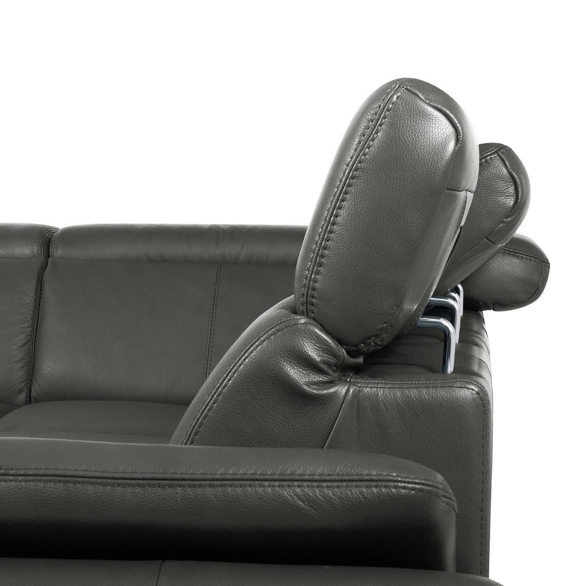 ECKSOFA  in Lederlook Echtleder Anthrazit  - Anthrazit/Schwarz, Design, Leder/Textil (211/264cm) - Livetastic