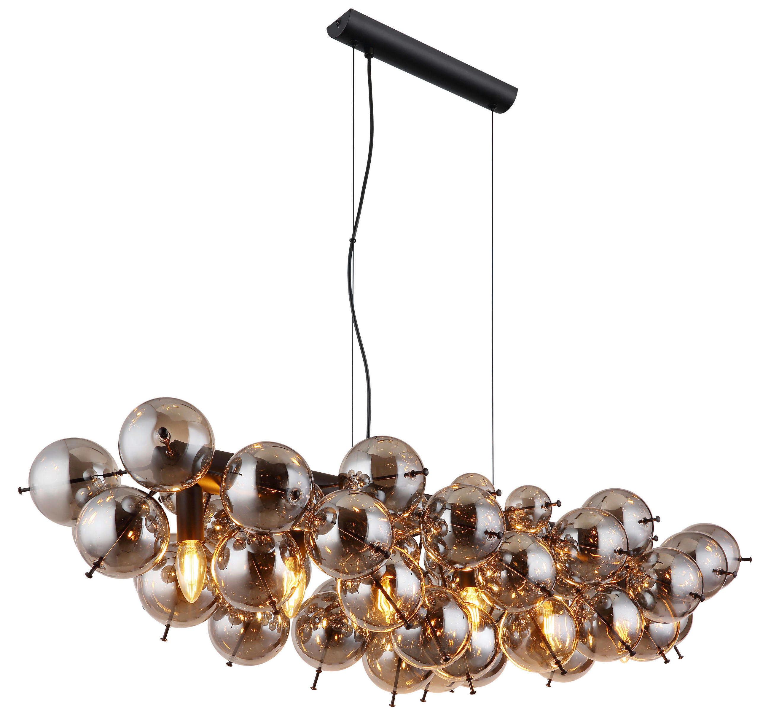 HÄNGELEUCHTE  103/47 cm   - Schwarz, Design, Glas/Metall (103/47cm) - Globo