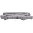 ECKSOFA  in Webstoff Hellgrau  295/201 cm  - Dunkelgrau/Silberfarben, Design, Textil/Metall (295/201cm) - Hom`in
