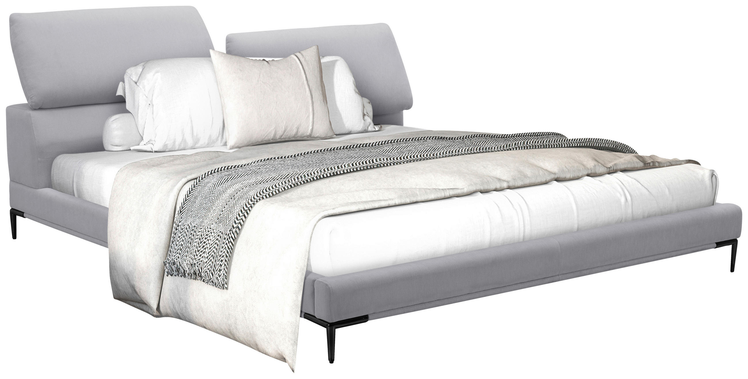 TAPECIRANI KREVET   180/200 cm   siva  - siva/crna, Moderno, drvo/metal (180/200cm) - Livetastic