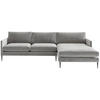 ECKSOFA in Samt, Velours Hellgrau  - Hellgrau, Design, Textil/Metall (277/154cm) - Livetastic