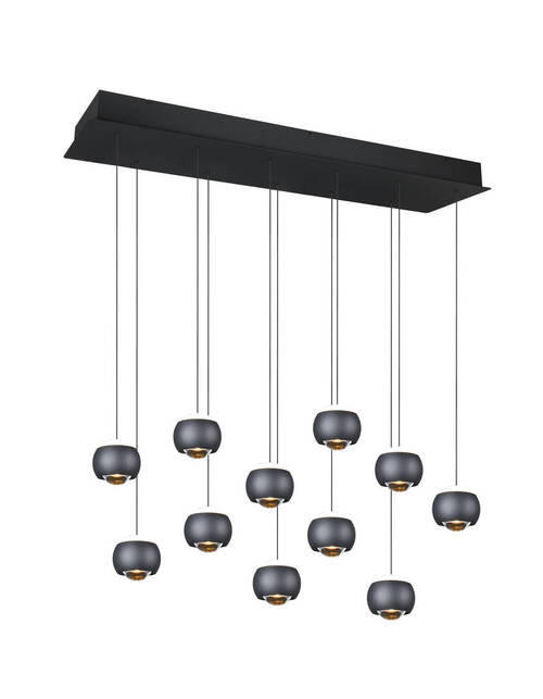 LED-HÄNGELEUCHTE Musterring 114/30/200 cm   - Transparent/Schwarz, Design, Kunststoff/Metall (114/30/200cm) - Musterring