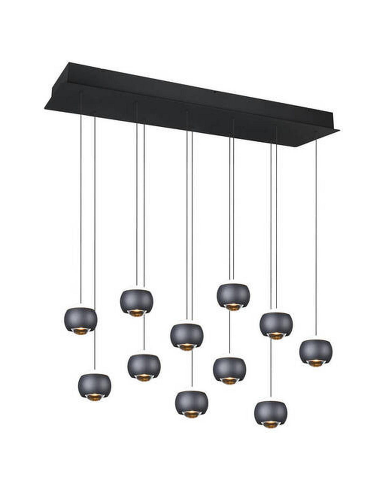 LED-HÄNGELEUCHTE Musterring 114/30/200 cm   - Transparent/Schwarz, Design, Kunststoff/Metall (114/30/200cm) - Musterring