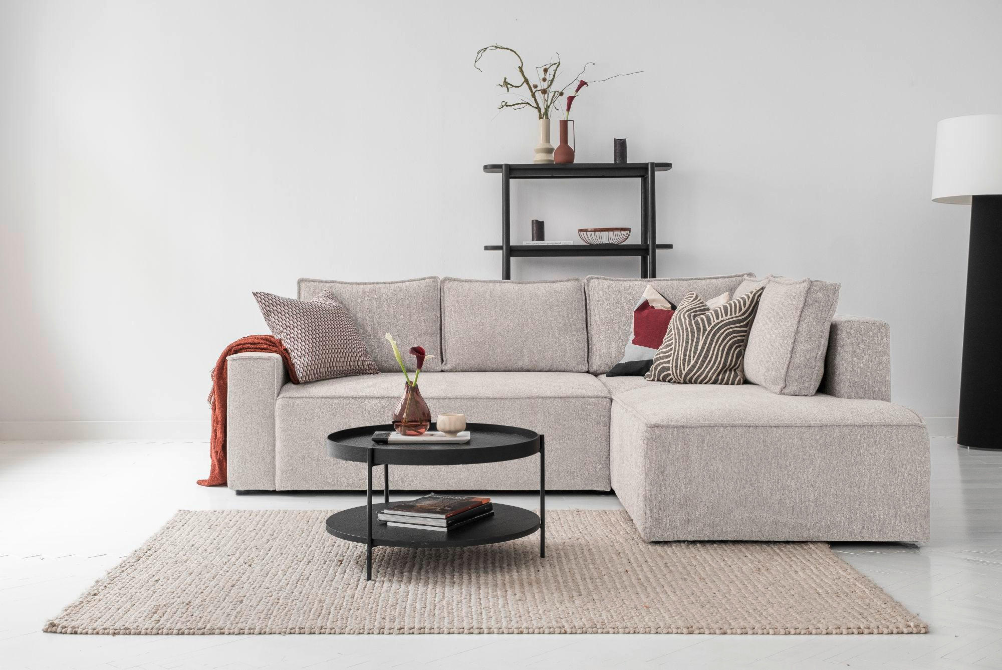 ECKSOFA in Beige  - Weiss/Beige, Design, Kunststoff/Textil (247/194cm) - MID.YOU
