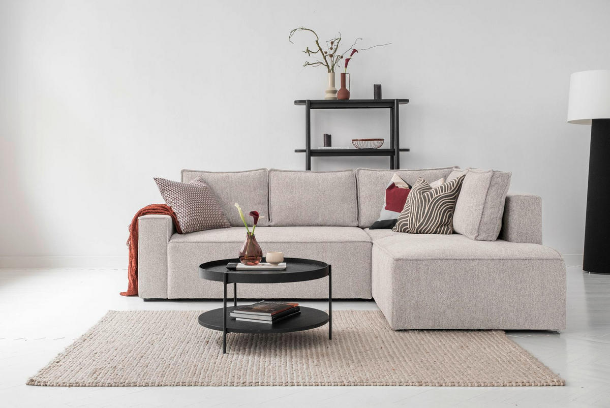 KUTNA GARNITURA tekstil  bež   - bijela/siva, Design, tekstil/plastika (247/194cm) - MID.YOU