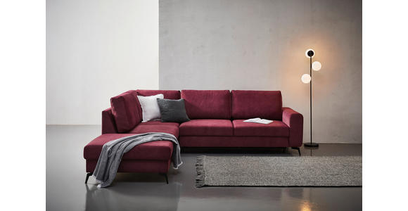 ECKSOFA Bordeaux Chenille - Bordeaux/Schwarz, KONVENTIONELL, Textil/Metall (257/275cm) - Carryhome