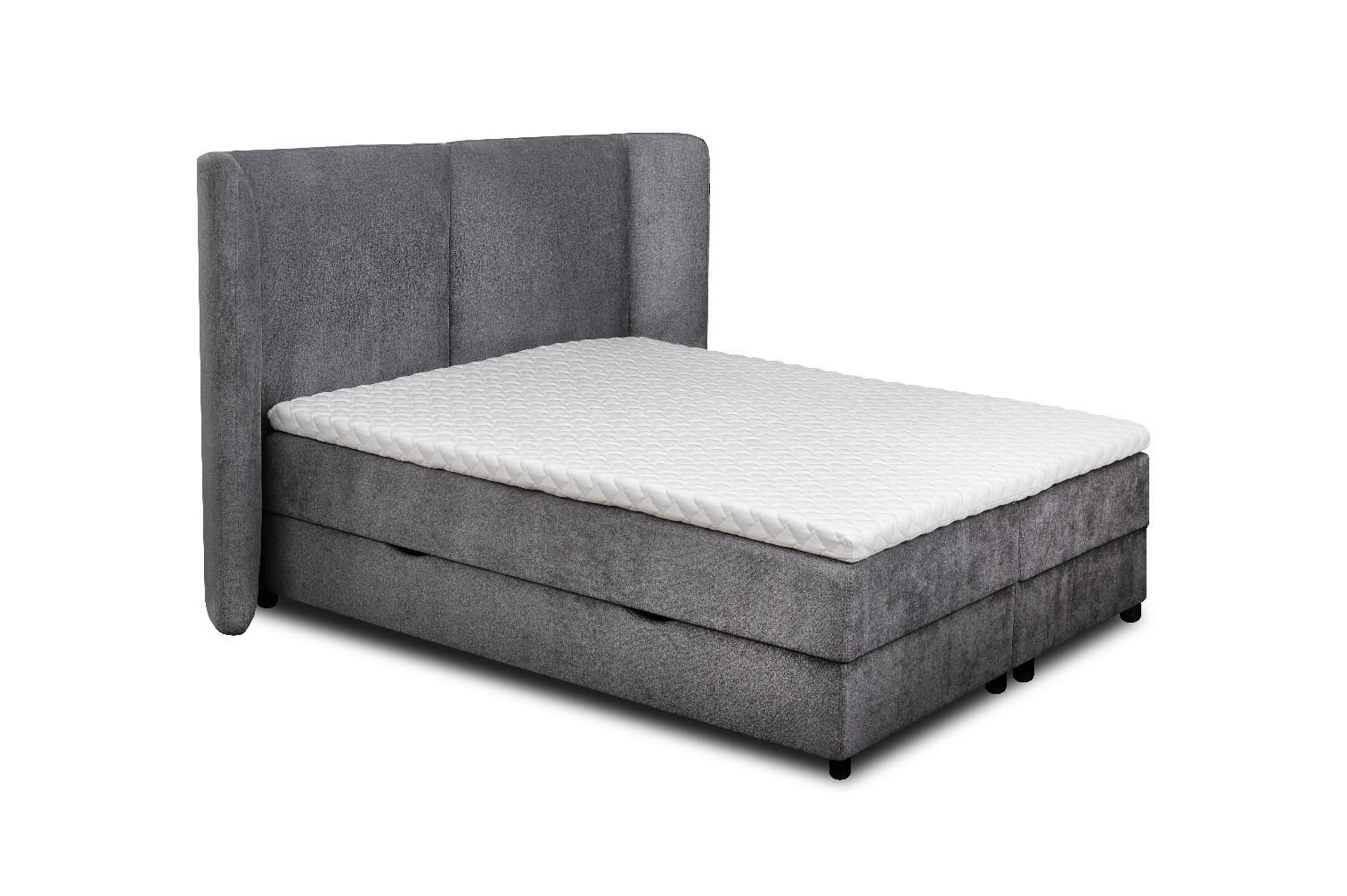 KONTINENTALSÄNG 180/200 cm  i mörkgrå  - mörkgrå/svart, Design, metall/trämaterial (180/200cm) - Elegando