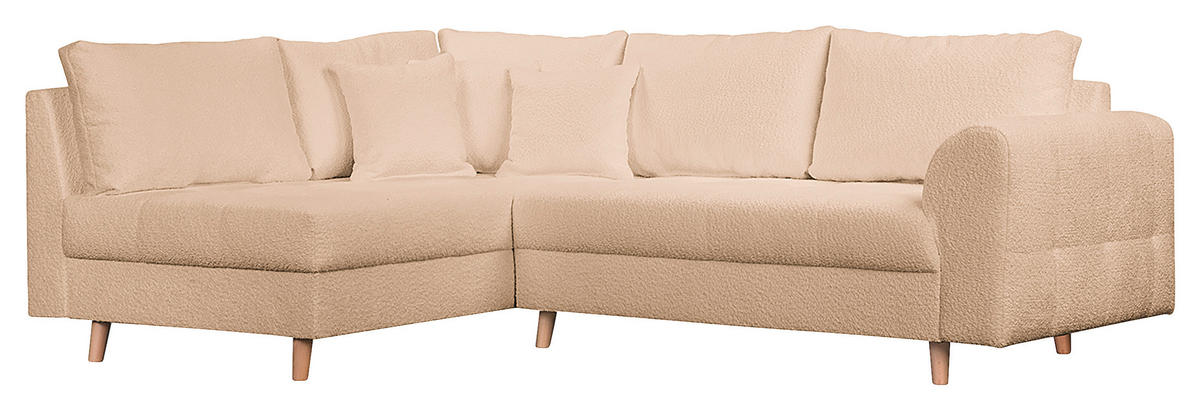 ECKSOFA inkl. Hocker Ariella Beige Bouclé  - Beige/Naturfarben, Design, Holz/Textil (161/231cm) - Livetastic