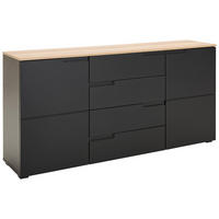 SIDEBOARD Swim 165/80/40 cm 4 Schublade(n)  - Eichefarben/Schwarz, Design, Holzwerkstoff (165/80/40cm) - MID.YOU