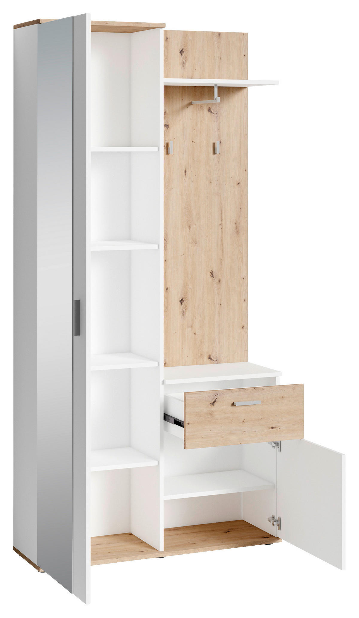 GARDEROBE  in 97/195/30 cm  - Weiß/Eiche Artisan, MODERN, Holzwerkstoff (97/195/30cm) - MID.YOU