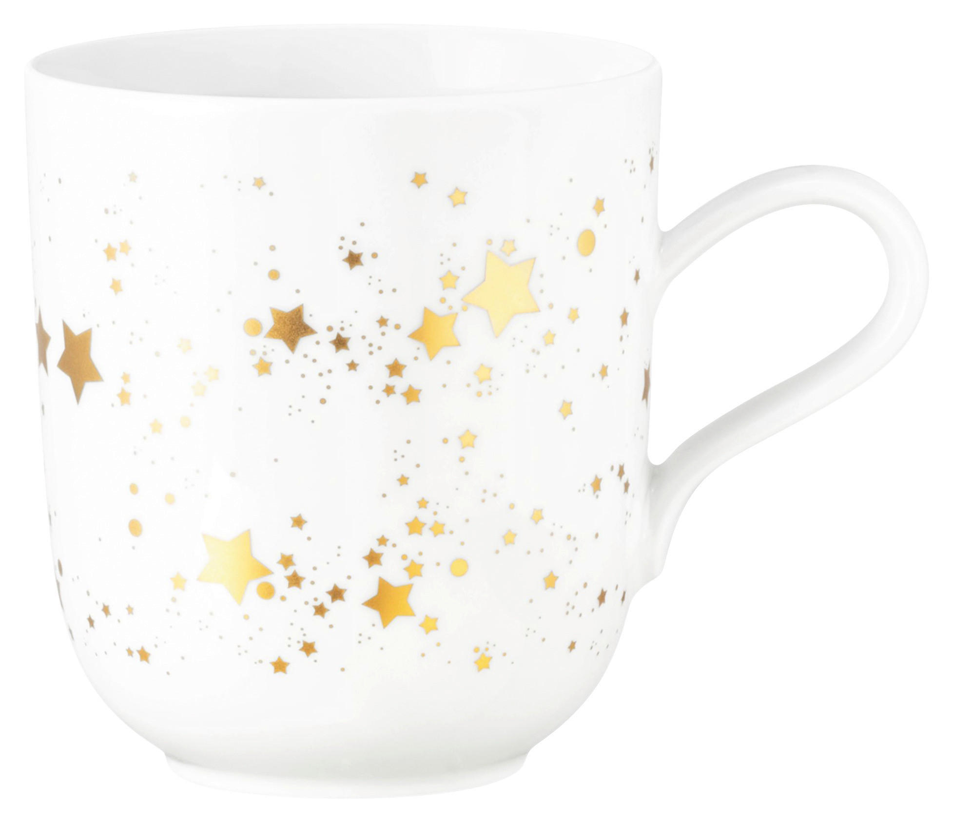 KAFFEEBECHER  400 ml   - Goldfarben/Weiß, Design, Keramik (0,40l) - Seltmann Weiden