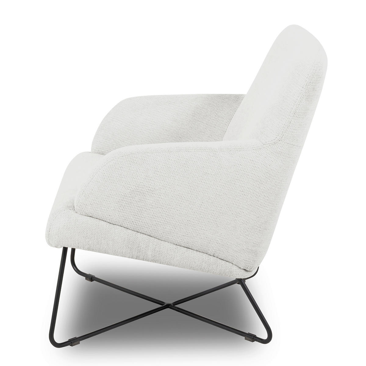 SESSELSET in Chenille Weiß  - Schwarz/Weiß, Design, Textil/Metall (67/87/74cm) - Livetastic