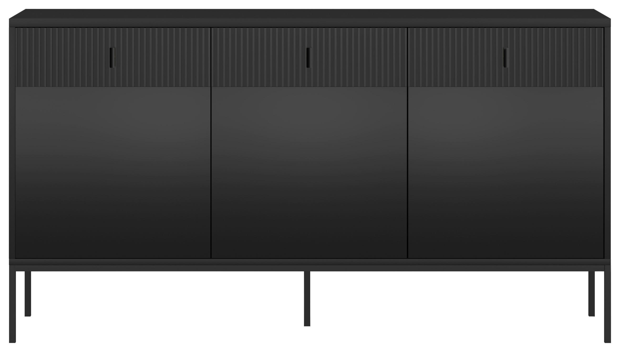 SIDEBOARD Maggiore  in 154,5/82,6/39 cm  - Schwarz, Design, Holzwerkstoff/Metall (154,5/82,6/39cm) - Boxxx