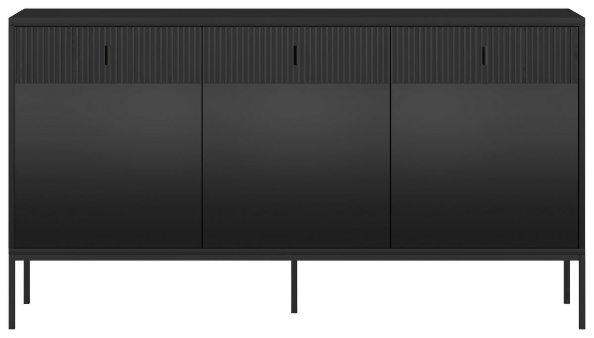 SIDEBOARD Maggiore  in 154,5/82,6/39 cm  - Schwarz, Design, Holzwerkstoff/Metall (154,5/82,6/39cm) - Boxxx