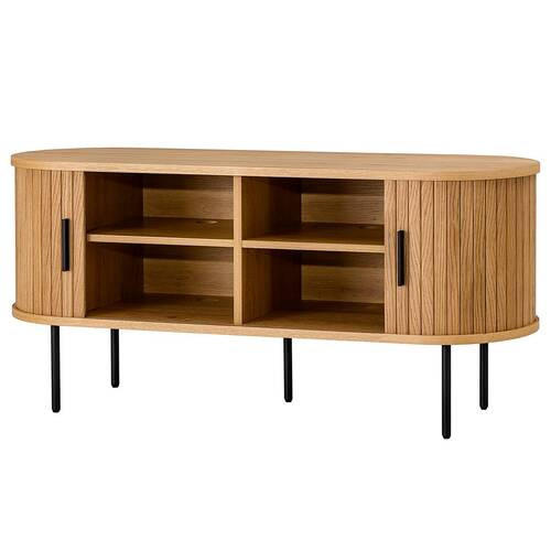 TV-BÄNK  i 120/55/40 cm  - svart/ekfärgad, Lifestyle, metall/trämaterial (120/55/40cm) - Niels Andersson