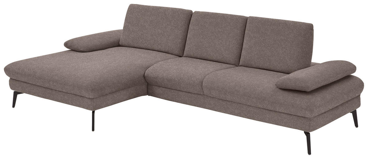 ECKSOFA in Chenille, Mikrofaser Haselnussfarben  - Schwarz/Haselnussfarben, Design, Textil/Metall (157/299cm) - Dieter Knoll