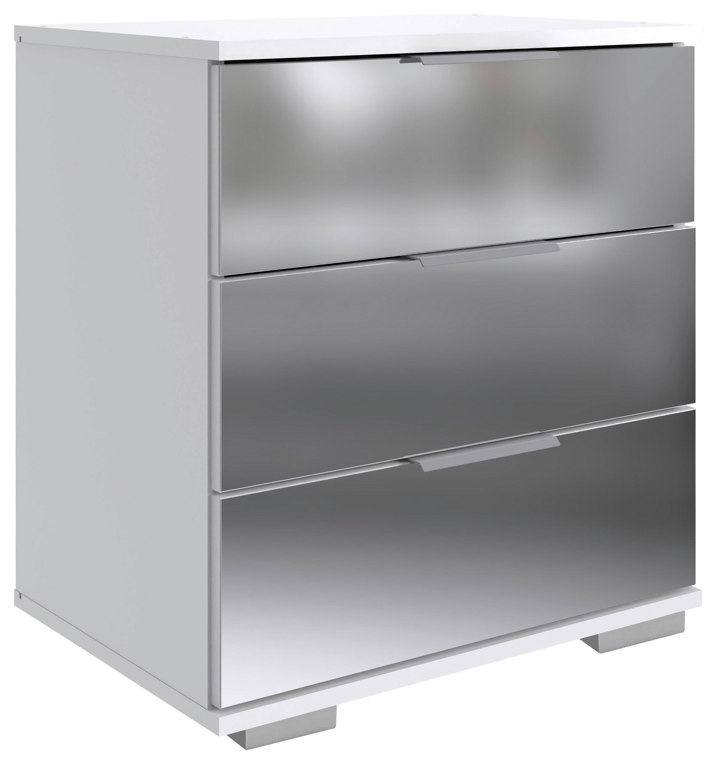 NACHTSCHRANK 52/58/38 cm  - Alufarben/Weiß, Design, Glas/Holzwerkstoff (52/58/38cm) - Livetastic