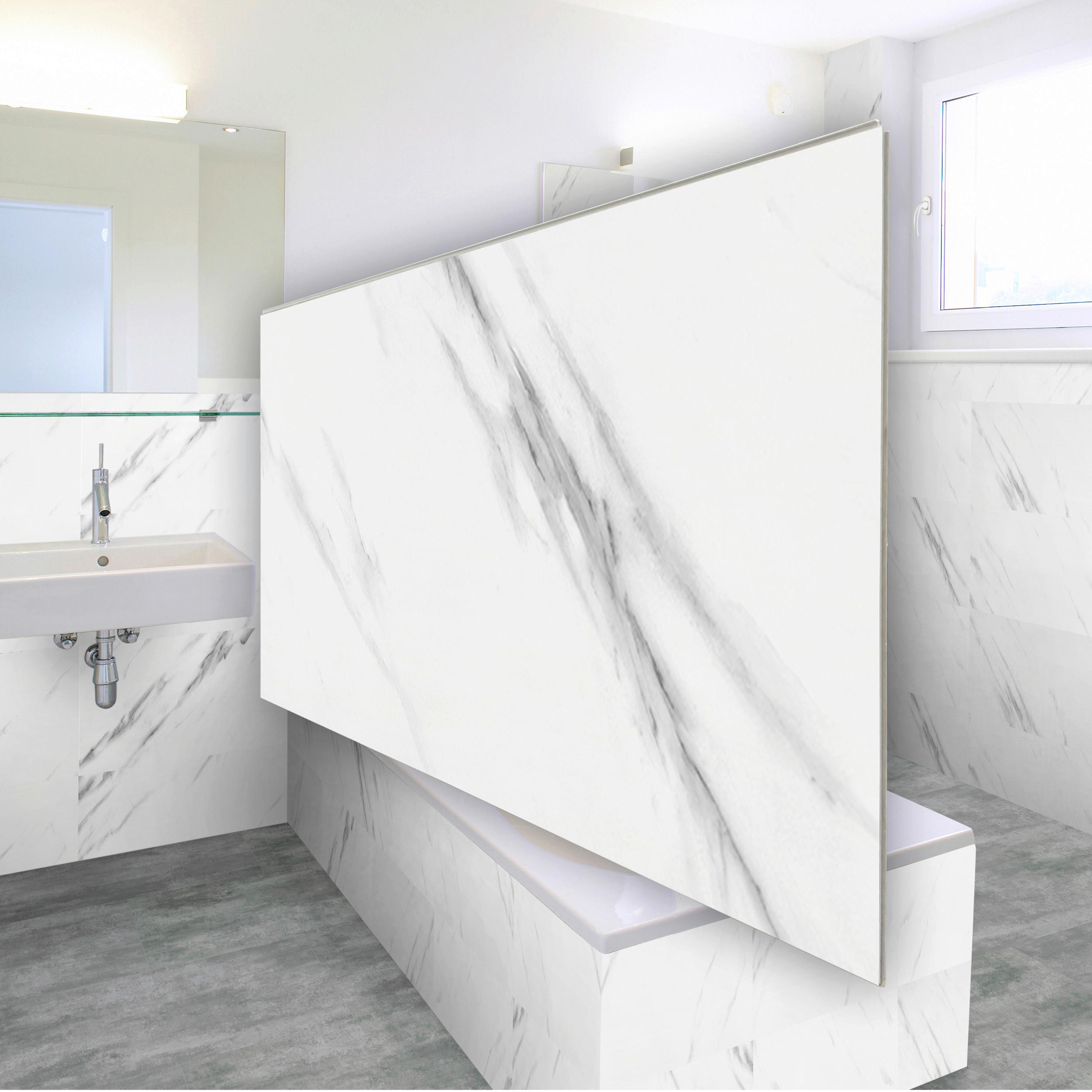 Vinyl für die Wand  - Weiß Hochglanz/Grau Hochglanz, MODERN, Kunststoff (60/30/0,37cm)