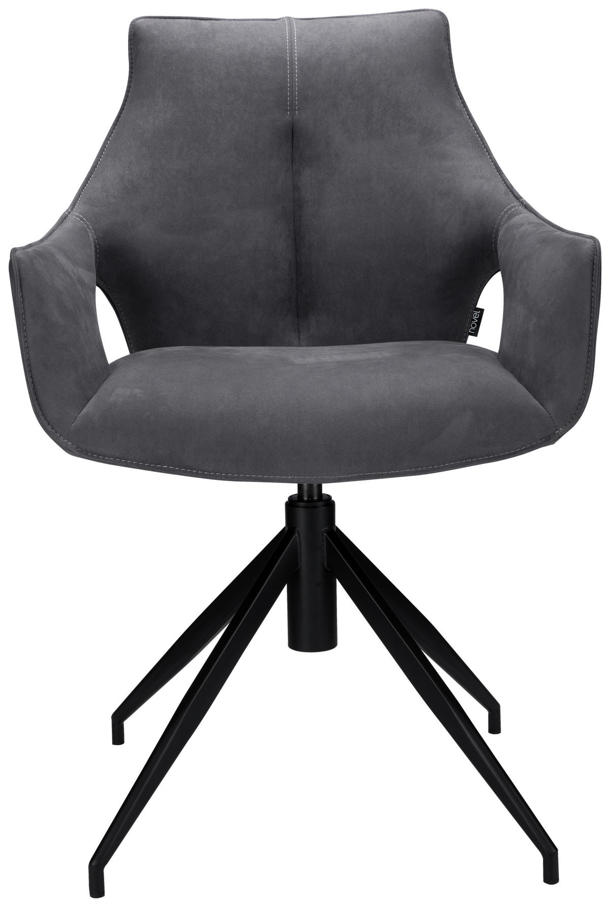 STOL järn mikrofiber  - mörkgrå/svart, Design, metall/textil (59/87/61cm) - Novel