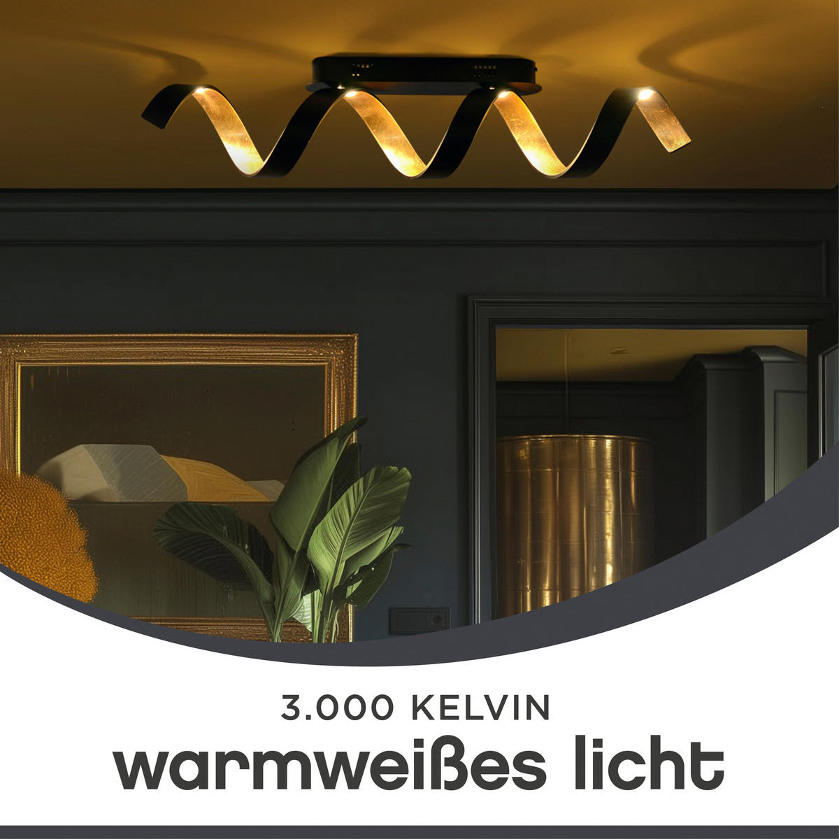 LED-DECKENLEUCHTE Helix 80/35/13,5 cm   - Goldfarben/Schwarz, Design, Metall (80/35/13,5cm)