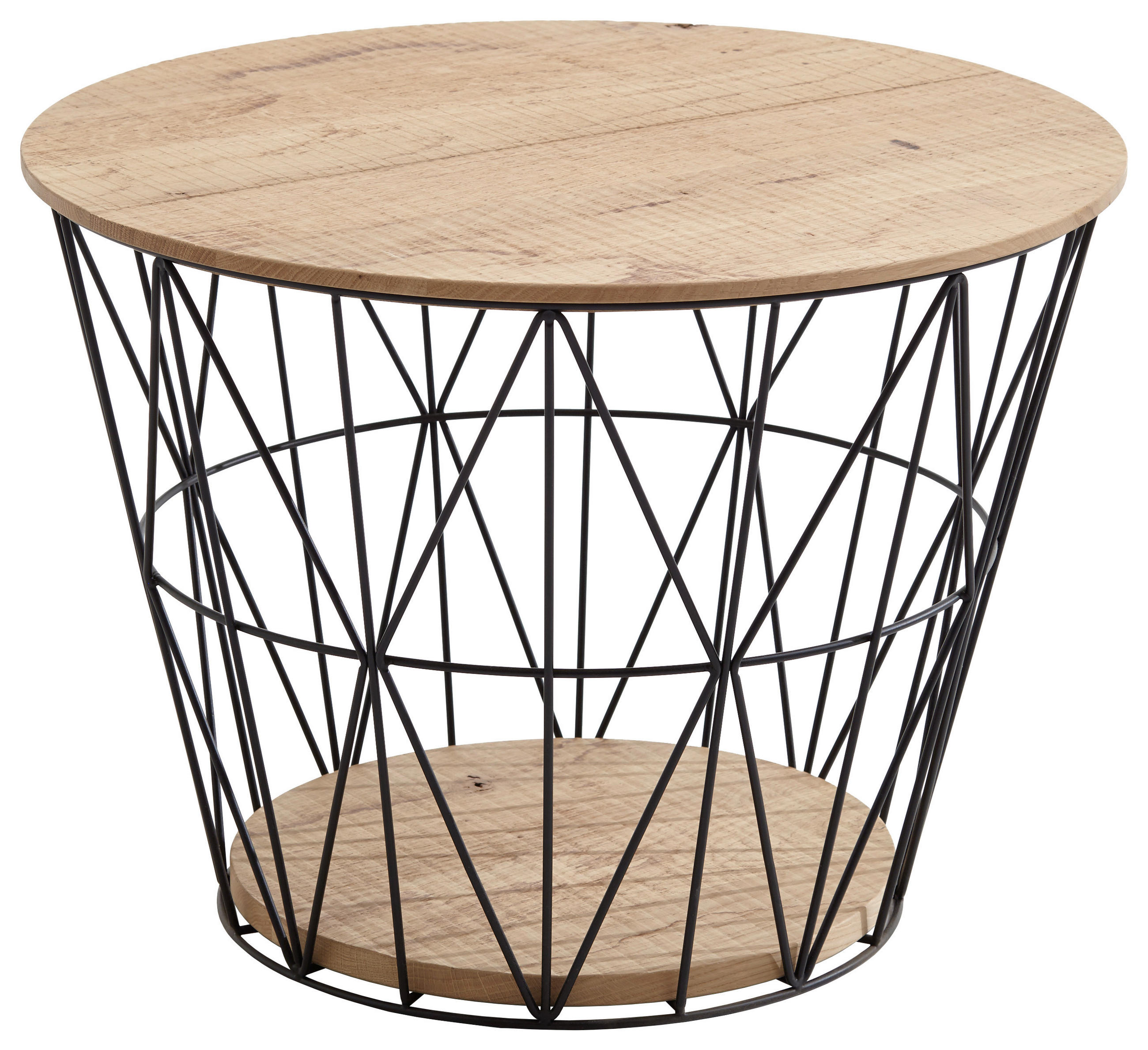 COUCHTISCH Kerneiche vollmassiv 62/62/46 cm rund Anthrazit, Eichefarben  - Eichefarben/Anthrazit, Design, Holz/Metall (62/62/46cm)