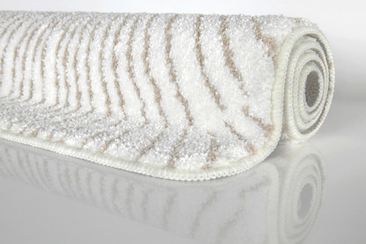 BADTEPPICH Weiß, Beige 55/65 cm  - Beige/Weiß, Basics, Kunststoff/Textil (55/65cm) - WECON HOME