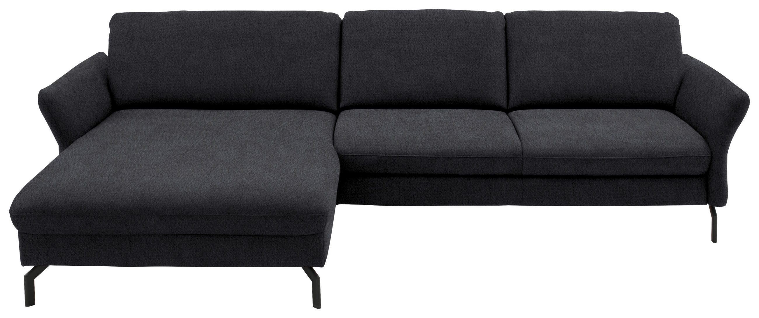 ECKSOFA in Velours Anthrazit  - Anthrazit/Schwarz, Design, Textil/Metall (179/306cm) - Beldomo System