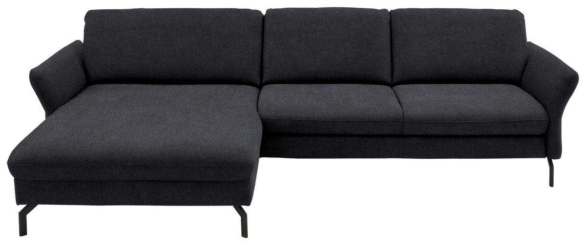 ECKSOFA in Velours Anthrazit  - Anthrazit/Schwarz, Design, Textil/Metall (179/306cm) - Beldomo System