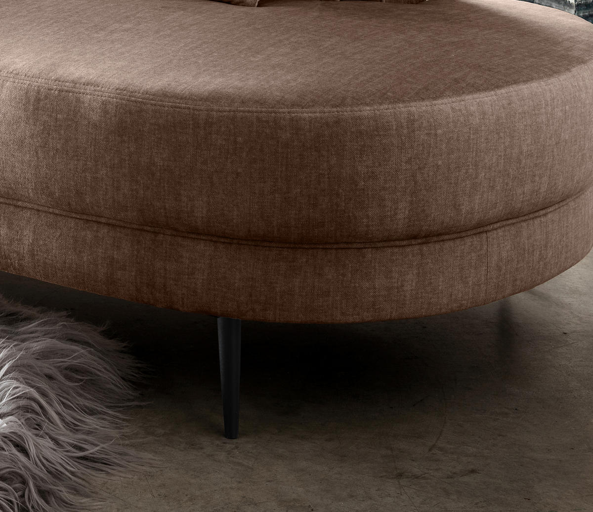 OTTOMANE in Velours Hellbraun  - Hellbraun/Schwarz, Modern, Textil/Metall (211/85/101cm) - Livetastic