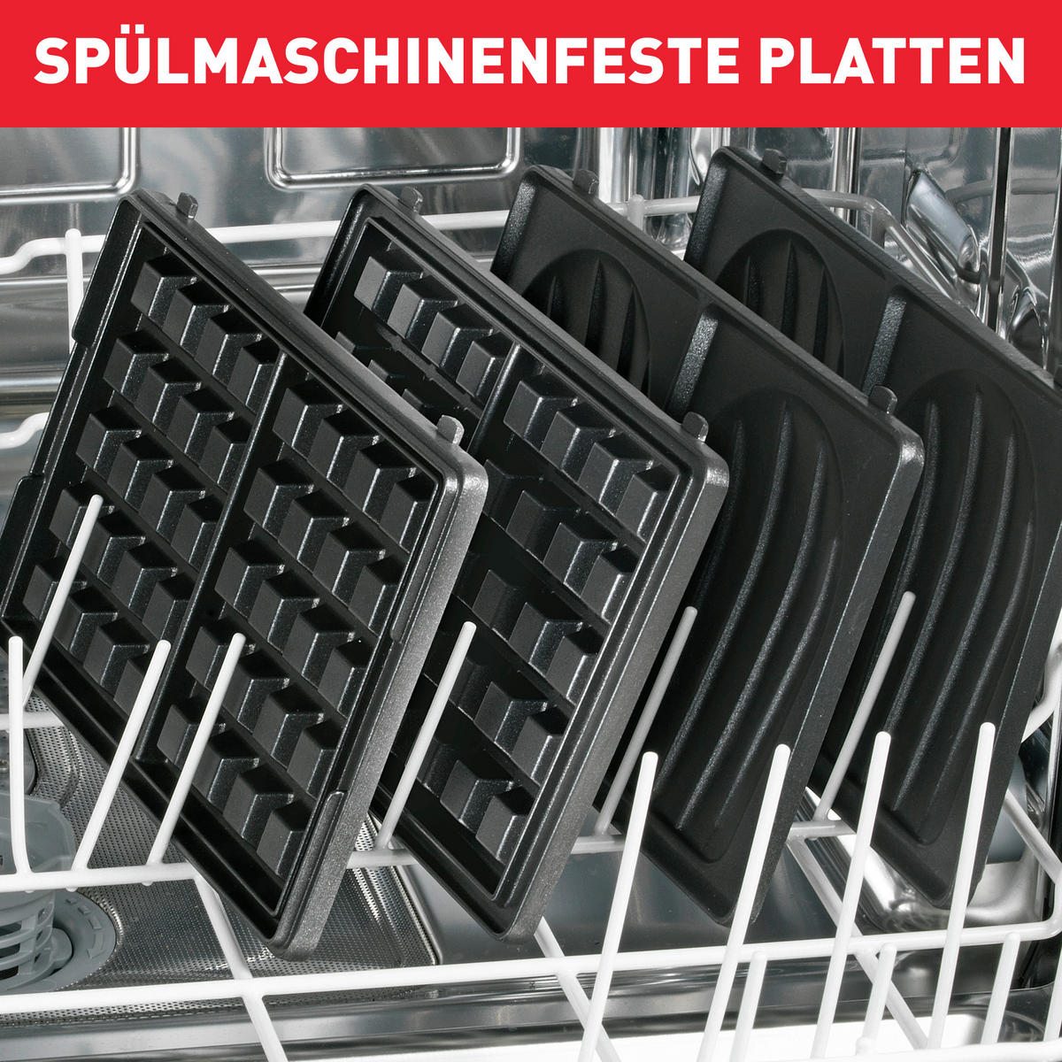 WAFFELEISEN  - Edelstahlfarben/Schwarz, Basics, Kunststoff (24/12,5/28cm) - Tefal