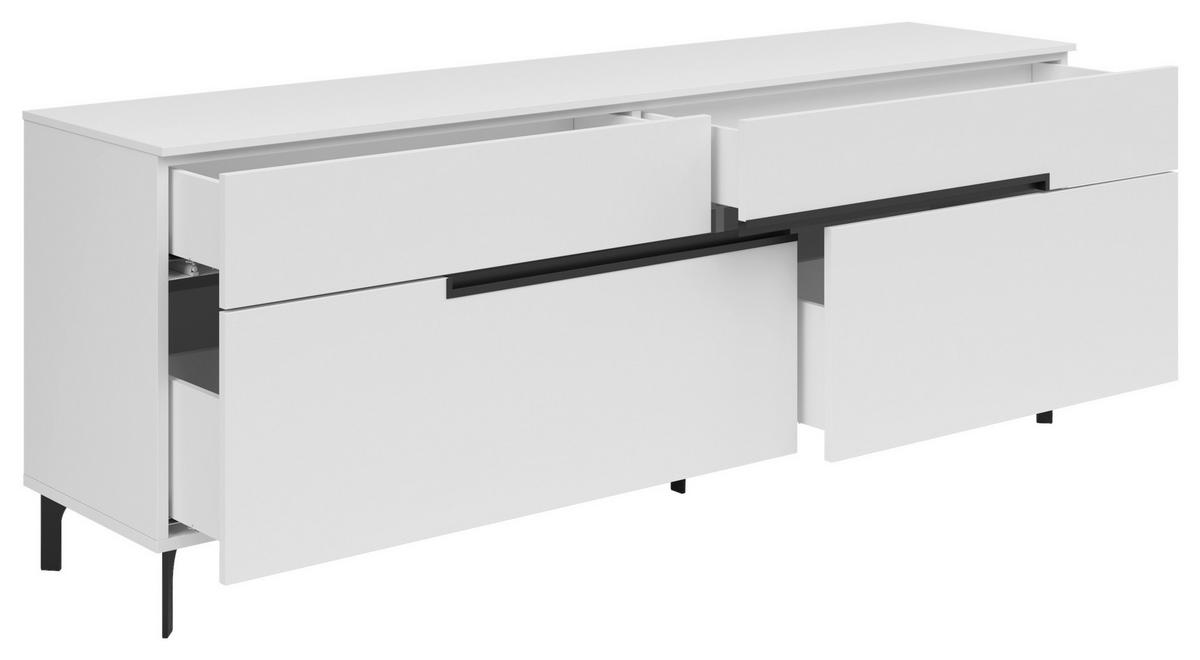 NÍZKÁ KOMODA, bílá, 171/65/42 cm - bílá/černá, Design, kov/kompozitní dřevo (171/65/42cm) - Xora