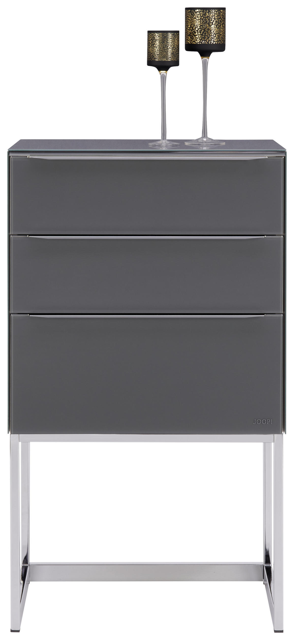 KOMMODE  in 58/104,5/40 cm  - Chromfarben/Dunkelgrau, Design, Glas/Holzwerkstoff (58/104,5/40cm) - Joop!
