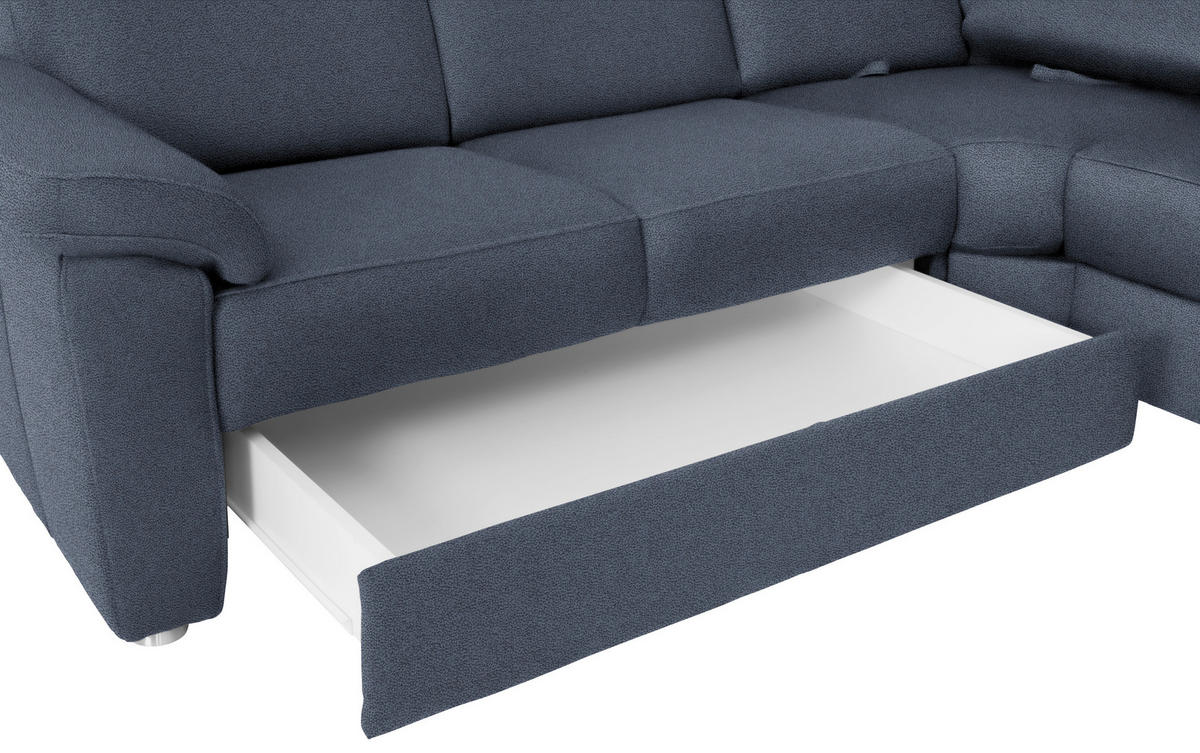 WOHNLANDSCHAFT Blau Flachgewebe  - Chromfarben/Blau, KONVENTIONELL, Textil/Metall (240/330/163cm) - Beldomo System