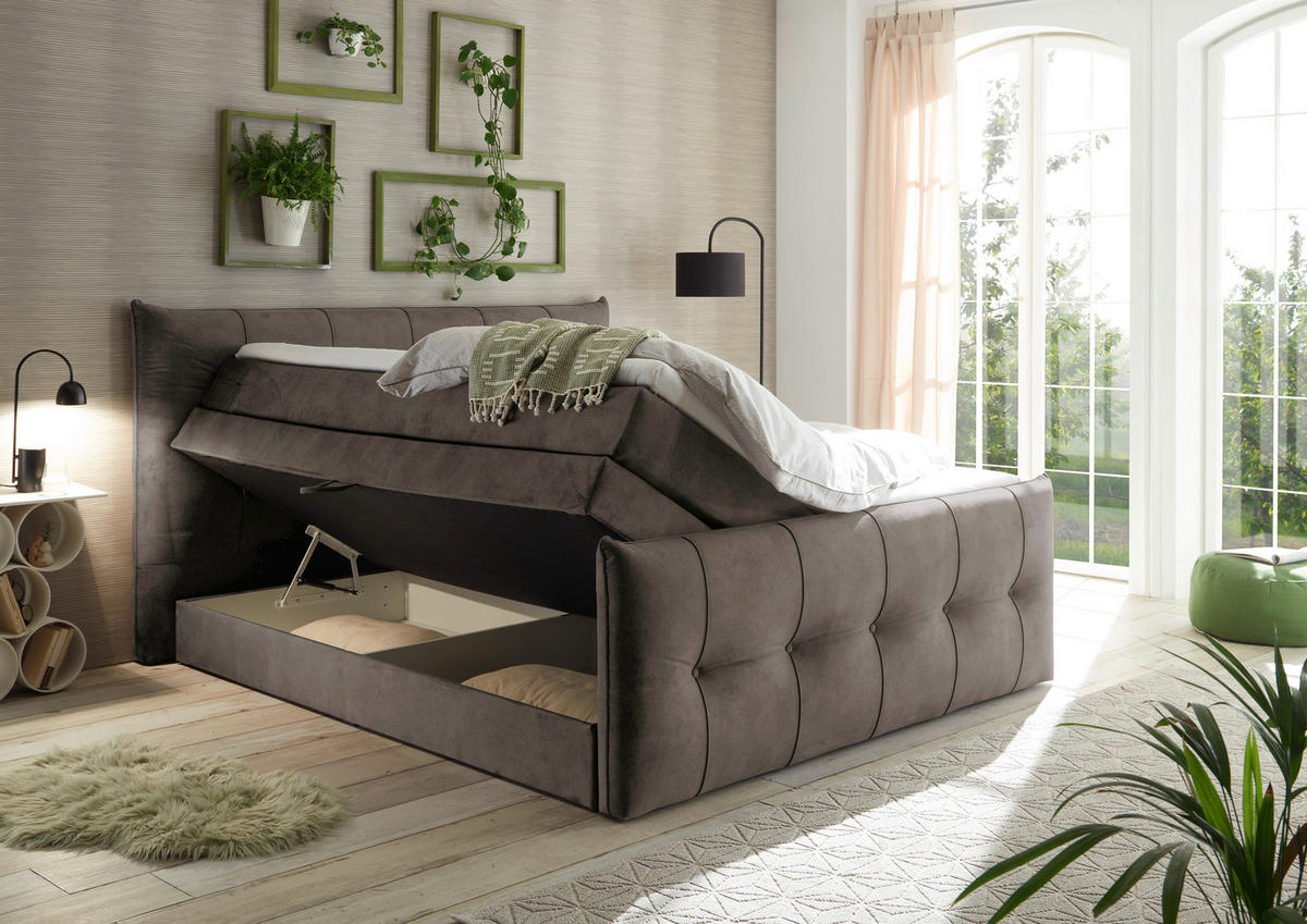 BOXSPRINGBETT 180/200 cm  in Braun  - Schwarz/Braun, KONVENTIONELL, Kunststoff/Textil (180/200cm) - Esposa
