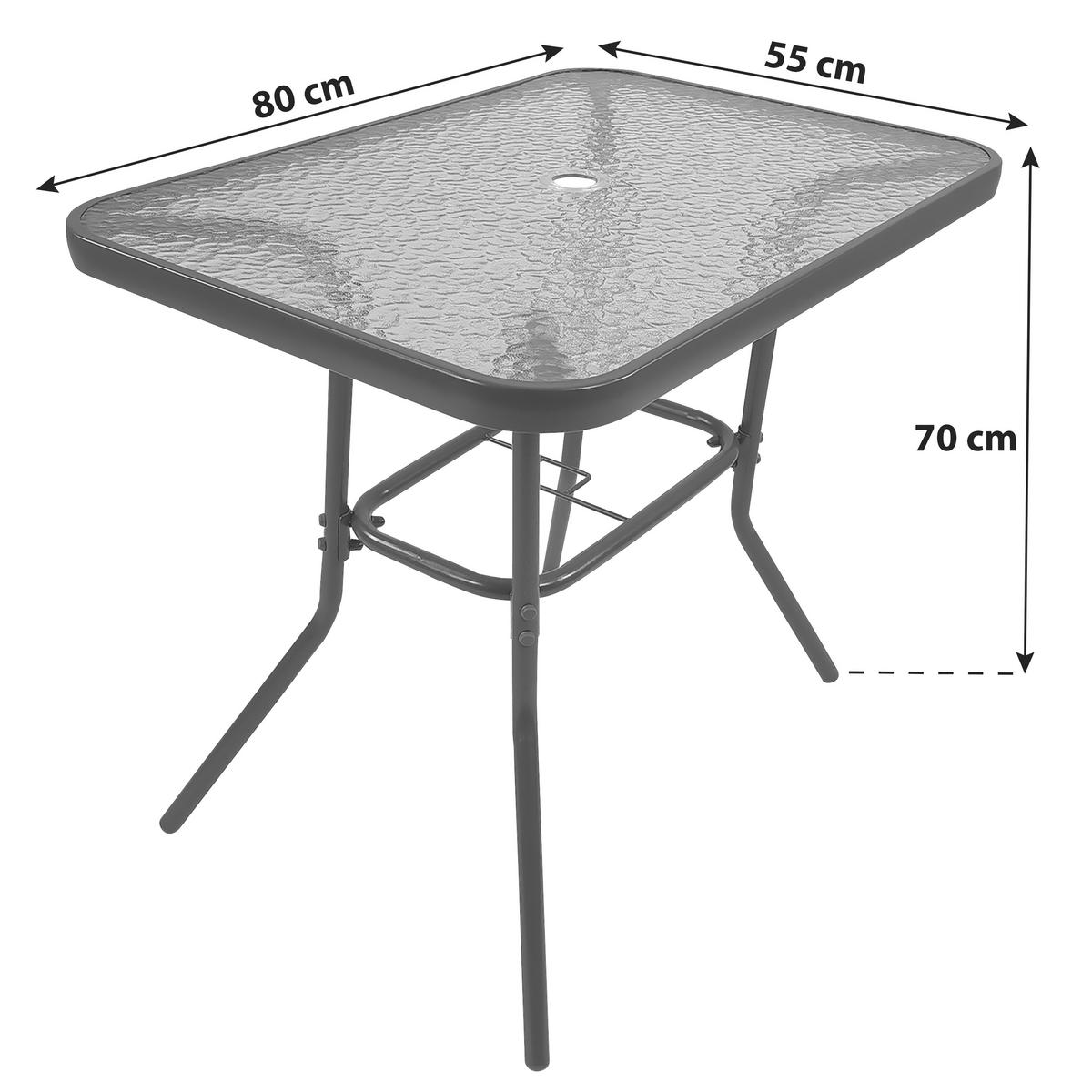 GARTENTISCH 80/55/70 cm Metall, Glas Anthrazit rechteckig  - Anthrazit, Basics, Glas/Metall (80/55/70cm) - Gardenson