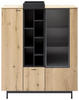 HIGHBOARD Balkeneiche furniert Anthrazit, Eichefarben  - Eichefarben/Anthrazit, Natur, Glas/Holz (113,8/139-145,7/41,5cm) - Livetastic