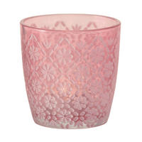STOJAN NA SVÍČKU  sklo - pink, Basics, sklo (9/9cm)