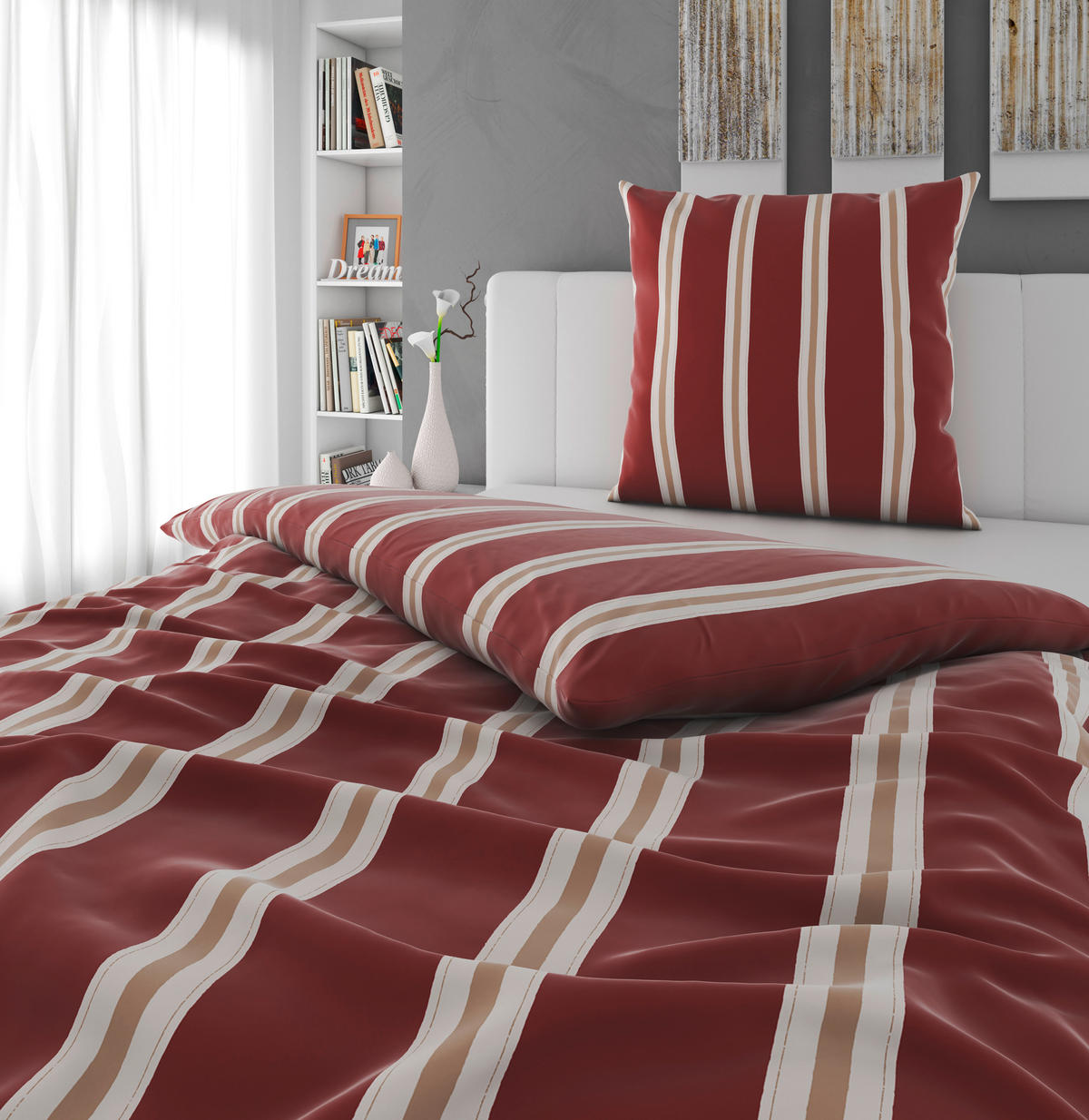 BETTWÄSCHE 2-teilig Satin 155/220 cm  - Rot, Textil (155/220cm) - Novel