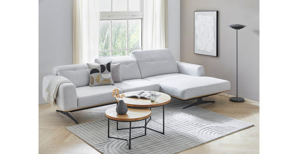 ECKSOFA Hellgrau Struktur - Eichefarben/Hellgrau, Design, Holz/Textil (305/163cm) - Novel