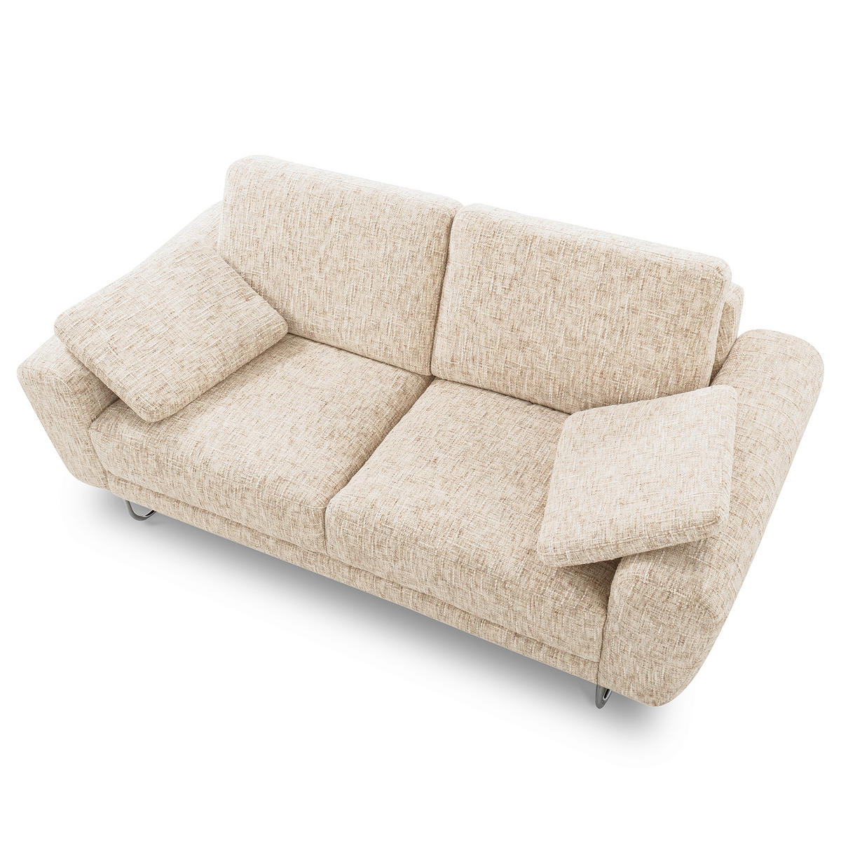 2-SITZER-SOFA SPRING in Webstoff Beige Modern  - Chromfarben/Beige, Design, Textil/Metall (157/85/92cm) - Livetastic