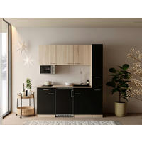 KUHINJSKI BLOK - črna/barve hrasta, Design, umetna masa/leseni material (180cm) - Respekta