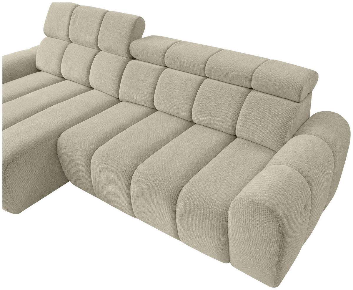 ECKSOFA  in Chenille Beige  152/290 cm  - Beige/Schwarz, Design, Kunststoff/Textil (152/290cm) - Stylife