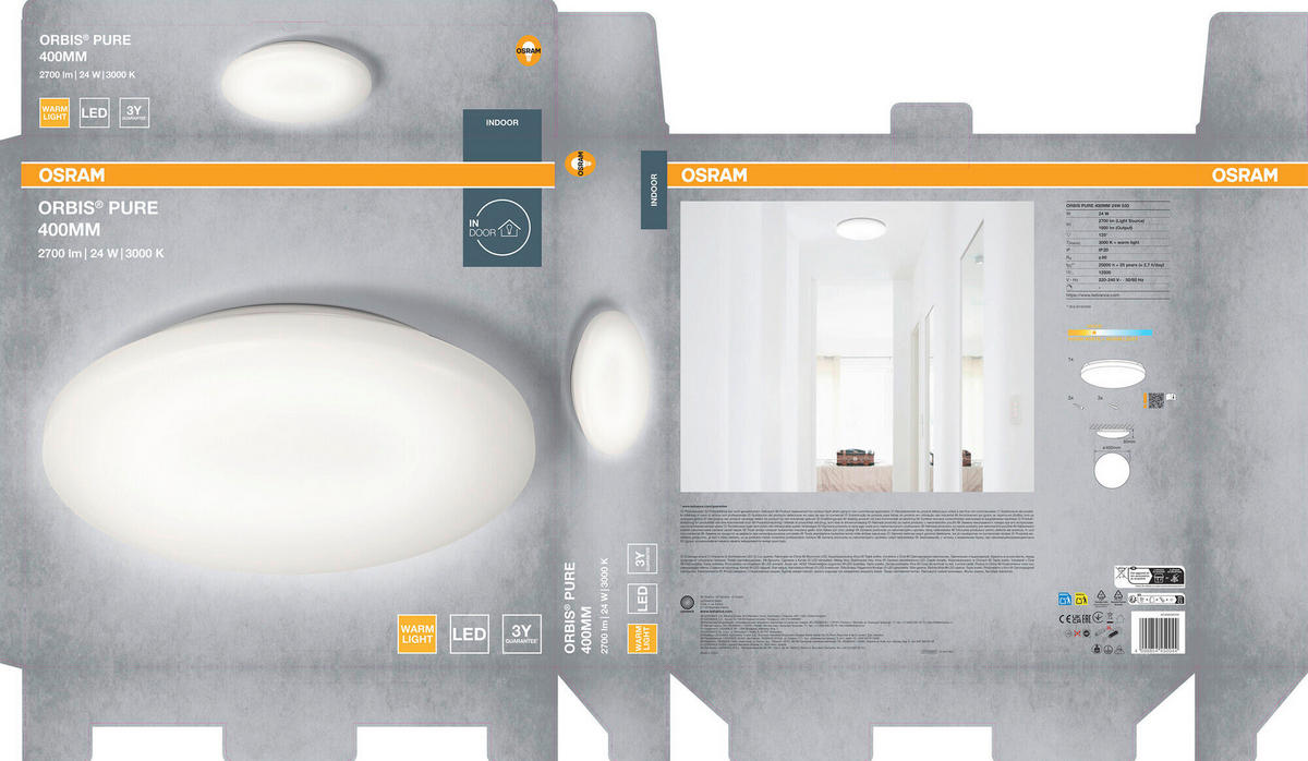 LED-DECKENLEUCHTE 40/8 cm   - Weiß, Basics, Kunststoff/Metall (40/8cm) - Osram