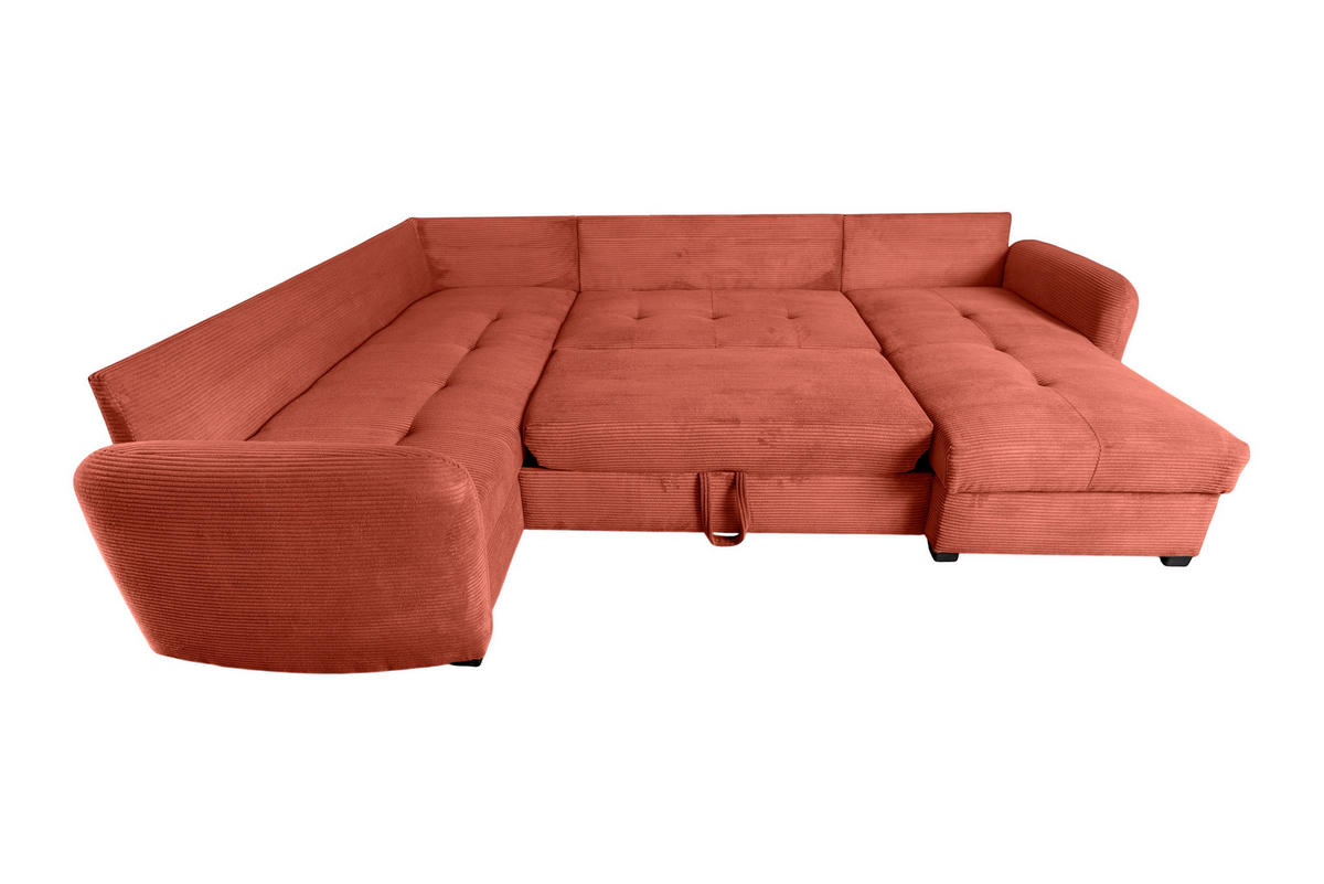 WOHNLANDSCHAFT SORINA Orange Cord  - Schwarz/Orange, Design, Kunststoff/Textil (202/305/157cm) - MID.YOU