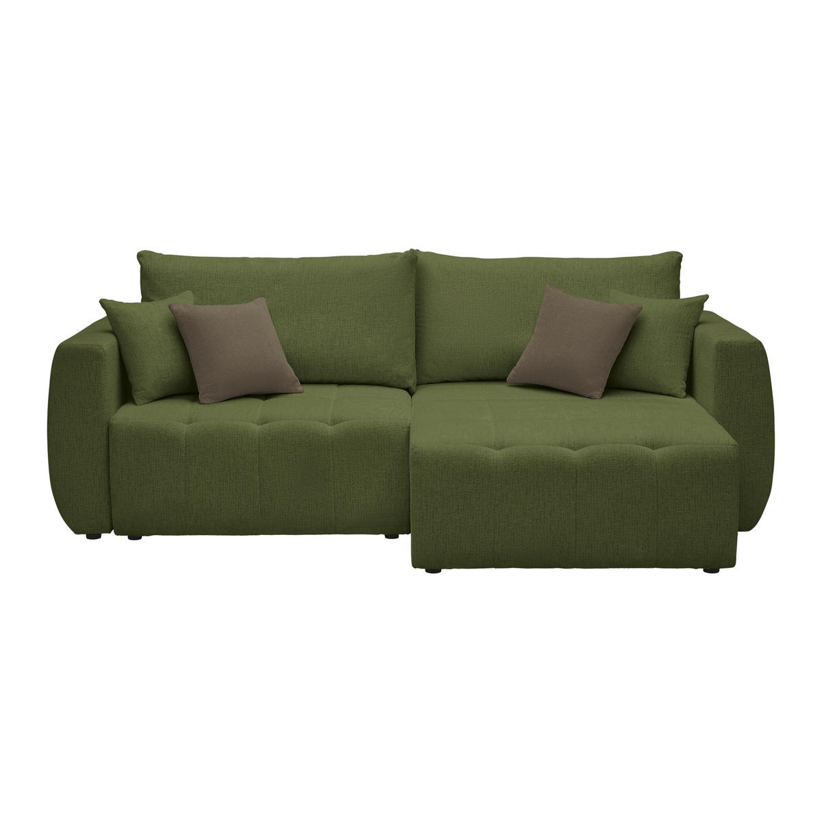 SCHLAFSOFA in Chenille, Jacquard Olivgrün  - Schwarz/Braun, Kunststoff/Textil (245/74-90/104cm) - MID.YOU