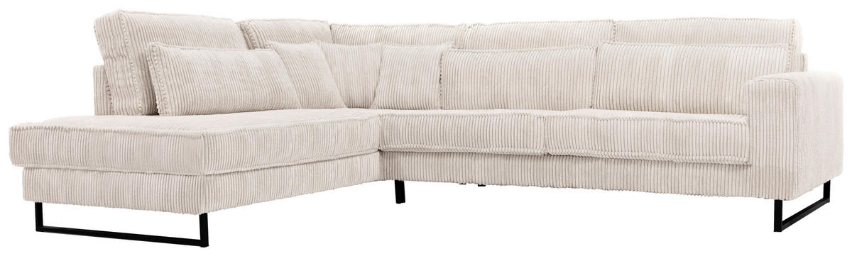 ROHOVÁ SEDAČKA, textil, kompozitní dřevo, béžová - černá/béžová, Konvenční, kov/kompozitní dřevo (284/253cm) - Livetastic