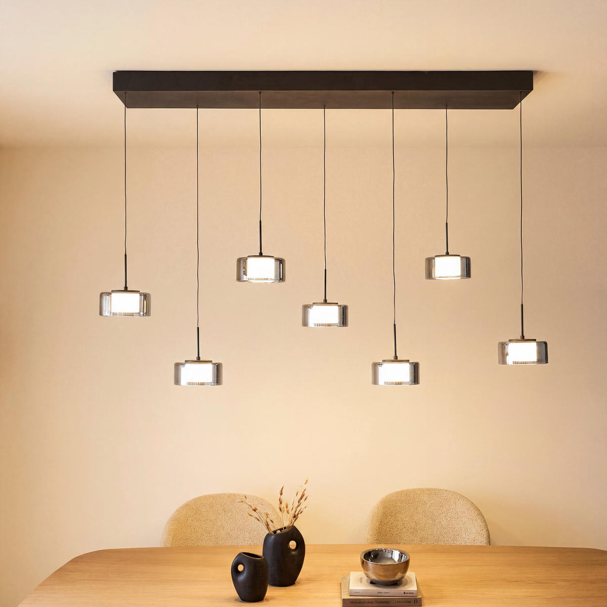 LED-HÄNGELEUCHTE 126/21/180 cm  - Schwarz, Design, Kunststoff/Metall (126/21/180cm) - Paul Neuhaus