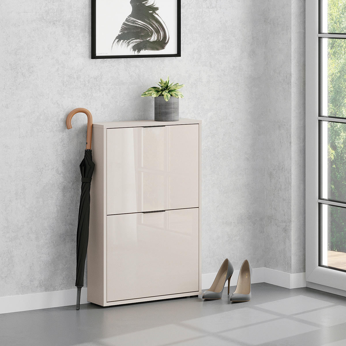 SCHUHKIPPER - Kaschmir/Schwarz, MODERN, Glas/Holzwerkstoff (60/93/17cm) - Boxxx